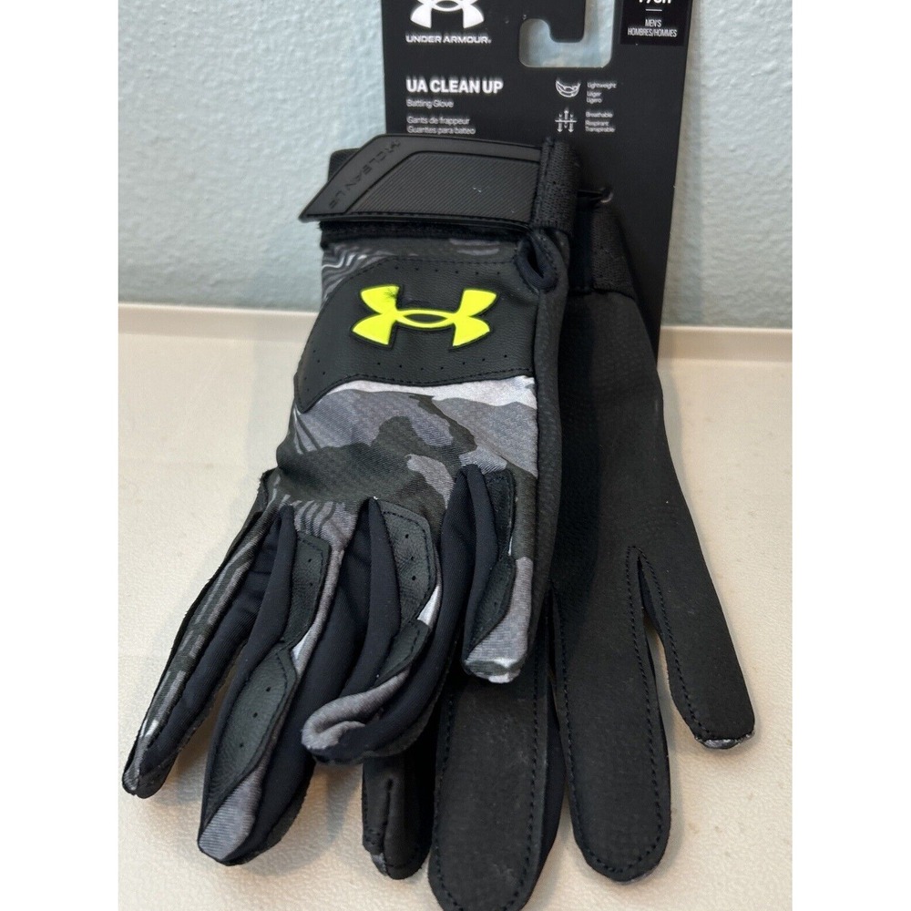 Under Armour Mens Small UA Clean Up Baseball Softball Batting Gloves Black Camo
